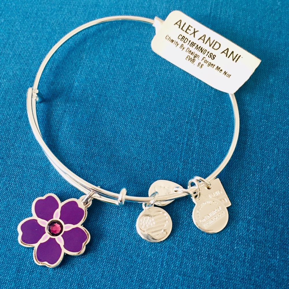 “Forget Me Not” Alex and Ani Silver Bracelet